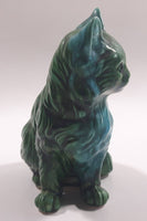 Dark Green Blue Glazed 5 3/8" Tall Ceramic Cat Ornament