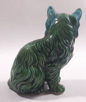 Dark Green Blue Glazed 5 3/8" Tall Ceramic Cat Ornament