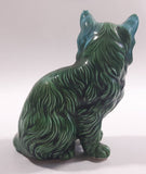 Dark Green Blue Glazed 5 3/8" Tall Ceramic Cat Ornament