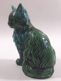 Dark Green Blue Glazed 5 3/8" Tall Ceramic Cat Ornament