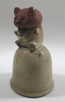 Bear Sitting On Top Of Bell 5 1/4" Tall Stoneware Bell Ornament