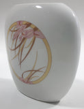 Pink Flowers 4 3/8" Tall White Porcelain Narrow Bud Vase Made in Japan