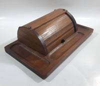 Vintage Cheese Bread Butter Wood Roll Top Box