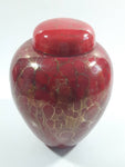 Vintage Red Glazed Gold Decor 6" Tall Ginger Jar with Lid