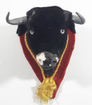 Fabric Covered Bull Head Chalkware Wall Mount Hanging