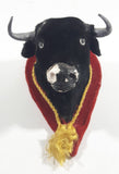 Fabric Covered Bull Head Chalkware Wall Mount Hanging