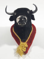 Fabric Covered Bull Head Chalkware Wall Mount Hanging