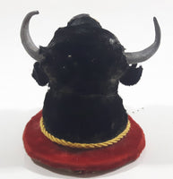 Fabric Covered Bull Head Chalkware Wall Mount Hanging