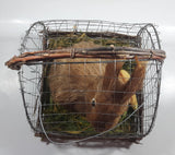 Bunny Rabbit with Carrot in Metal and Wood Cage