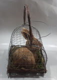 Bunny Rabbit with Carrot in Metal and Wood Cage