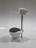 Miniature Vintage Style White Ceramic Toilet with Pull Chain Tank 4.75 Inch Tall