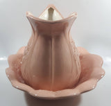 Vintage Flower Embossed Pitcher and Bowl Pink Ceramic Pottery Jug
