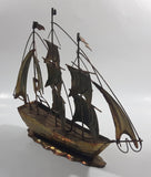 Vintage Metal Art Ship Sailboat Model Sculpture Made in Hong Kong