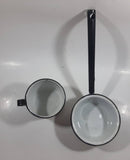 Antique Ladle Scooping Pot and Mug Cup Enamel Metal Set