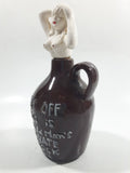 Vintage LAY OFF This is the Old Man's Private Stock Topless Woman Whisky Jug Decanter Pottery Bottle