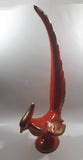 Vintage Orange Pheasant Style Bird with Gold Trim Large 16" Tall Ceramic Sculpture