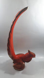 Vintage Orange Pheasant Style Bird with Gold Trim Large 16" Tall Ceramic Sculpture
