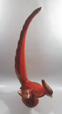 Vintage Orange Pheasant Style Bird with Gold Trim Large 16" Tall Ceramic Sculpture