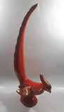 Vintage Orange Pheasant Style Bird with Gold Trim Large 16" Tall Ceramic Sculpture