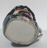 Vintage Toby Style Face Head Hand Painted Ceramic Pottery Figurine Mug Cup 3 5/8" Tall Made in Japan