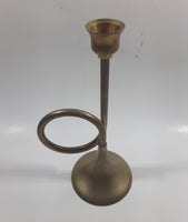 Vintage Trumpet Shaped Brass Metal Candle Holder 8" Tall