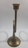 Vintage Trumpet Shaped Brass Metal Candle Holder 8" Tall