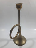 Vintage Trumpet Shaped Brass Metal Candle Holder 8" Tall