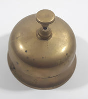 Antique Hotel Front Desk Customer Service Heavy Brass Counter Top Bell 3 5/8" Diameter
