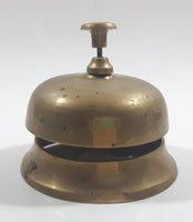 Antique Hotel Front Desk Customer Service Heavy Brass Counter Top Bell 3 5/8" Diameter