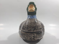 Vintage Hand Painted Mallard Duck Ceramic Pottery Trinket Box Dish with Lid 9" Long