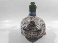 Vintage Hand Painted Mallard Duck Ceramic Pottery Trinket Box Dish with Lid 9" Long