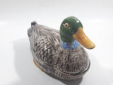 Vintage Hand Painted Mallard Duck Ceramic Pottery Trinket Box Dish with Lid 9" Long