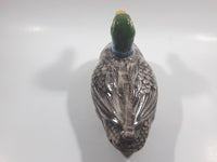 Vintage Hand Painted Mallard Duck Ceramic Pottery Trinket Box Dish with Lid 9" Long