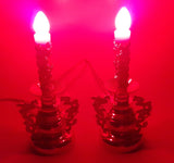 9" Tall Gold Look Plastic Dragon and Pheasant Bird Themed Red Bulb Candle Shaped Lamps