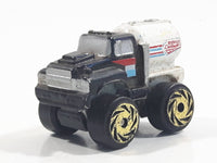 1987 Road Champs Oil Tanker Fuel Truck Black White Micro Mini Die Cast Toy Car Vehicle