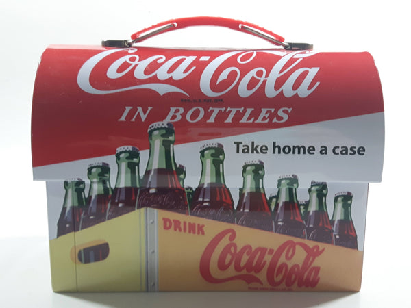 Drink Coca Cola In Bottles Take Home a Case Tin Metal Dome Top Lunch Box