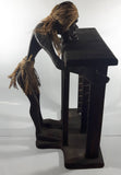 African Style or Indonesian Style Hand Carved Wood CD Compact Disc Holder Shelf With Woven Rope Hair