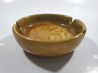 Vintage Compliments CN Rail Tan Brown Stoneware Pottery Ash Tray