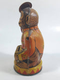 Antique 1930s J Chein Circus Monkey "Thank You" Tin Litho Metal Coin Bank - Salutes with Coin - Working - 6" Tall