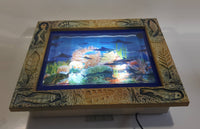 Coral Reef with Swimming Dolphins, Sharks, Turtles Light Up Aquarium Animated Rotating Motion Lamp Wall Hanging 13" x 15"