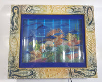 Coral Reef with Swimming Dolphins, Sharks, Turtles Light Up Aquarium Animated Rotating Motion Lamp Wall Hanging 13" x 15"