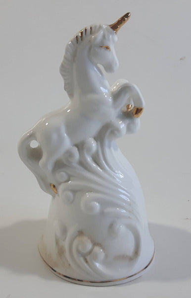 Vintage Giftcraft White Unicorn Themed Bone China Bell 4" Tall