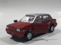 Unknown Brand CS13 Taxi Cab with "Hug Me" Bear on the Side Red and Silver Pullback Friction Motorized Die Cast Toy Car Vehicle with Opening Doors - Missing Roof Light