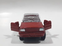 Unknown Brand CS13 Taxi Cab with "Hug Me" Bear on the Side Red and Silver Pullback Friction Motorized Die Cast Toy Car Vehicle with Opening Doors - Missing Roof Light