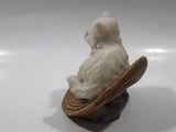 White Cat On A Hat Resin Figurine 2 3/4" Tall