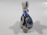 Delft Blue Windmill Themed Woman Carrying Water Bucket Jugs 2 1/4" Tall Figurine