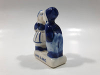 Vintage Delft Blue Holland Hand Painted Kissing Couple Boy and Girl Miniature 2" Tall Figurine