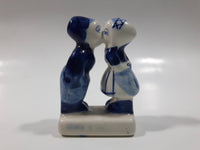 Vintage Delft Blue Holland Hand Painted Kissing Couple Boy and Girl Miniature 2" Tall Figurine