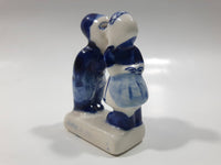 Vintage Delft Blue Holland Hand Painted Kissing Couple Boy and Girl Miniature 2" Tall Figurine