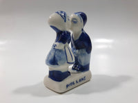 Vintage Delft Blue Holland Hand Painted Kissing Couple Boy and Girl Miniature 2" Tall Figurine